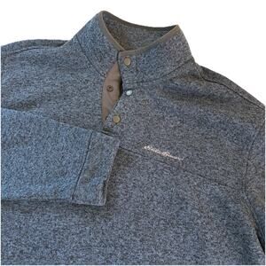 Eddie Bauer Men’s Blue Radiator Fleece Mock Neck 3 Snap Pullover Size XXL